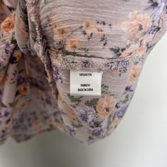 Belle Du Jour | Lavender Purple Floral Boho Peplum Top Festival Medium Short Sl - Picture 4 of 6